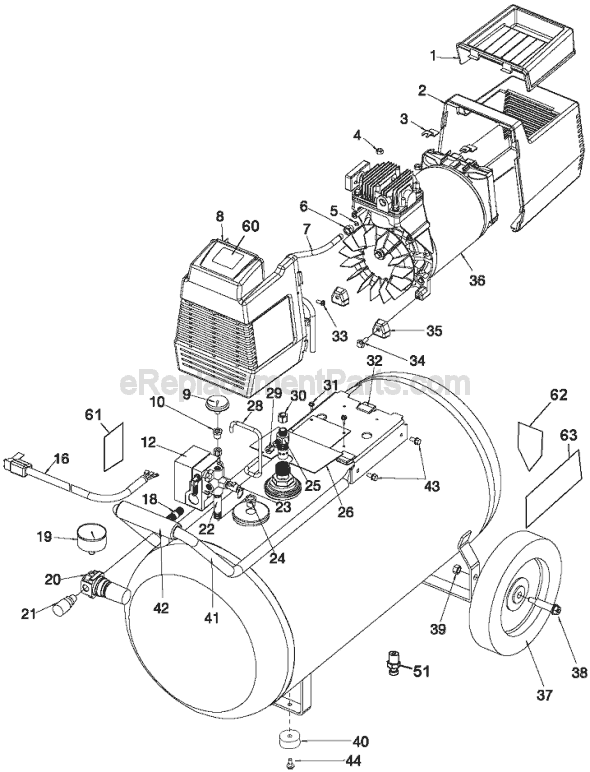 Page A Diagram and Parts List for C5101 Type 0 Porter Cable Compressor